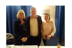 Tamara McKinley (left) with Anderida Writers officials and fellow authors Tony Flood and Heather Flood (right).