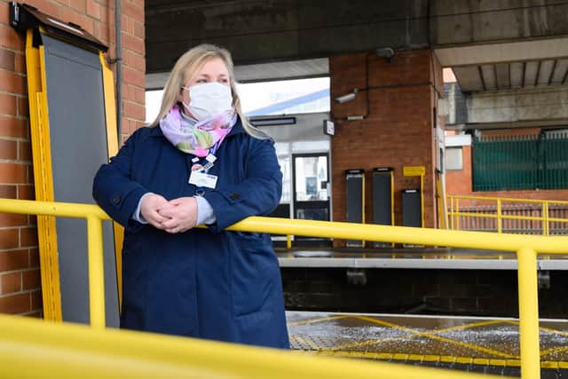 Liz Mead, accessibility champion at nearby Stevenage station.