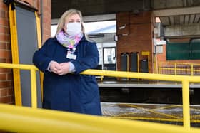Liz Mead, accessibility champion at nearby Stevenage station.