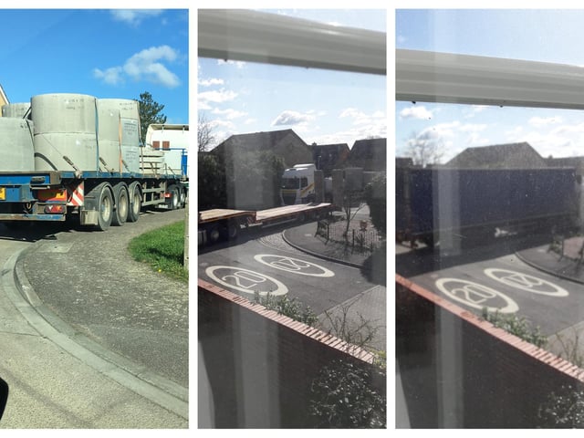 A resident sent in photos of HGVs at the entrance of the site