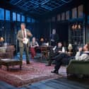 Hugh Bonneville (centre) & company in Chichester Festival Theatre's AN ENEMY OF THE PEOPLE Photo Manuel Harlan