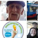 Clockwise from top left: John Ford; John and James; John and Jane with James, Sonya, and Jack; the Biggleswade Special