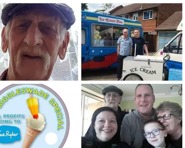 Clockwise from top left: John Ford; John and James; John and Jane with James, Sonya, and Jack; the Biggleswade Special