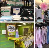Face shields and masks at Mr Bransons; floor markings at Tracey Jane Fashion; hand sanitiser at Snappy Snaps.