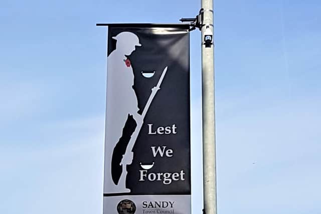 The Remembrance banners will be displayed along Sandy High Street