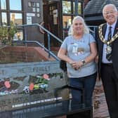 Sandy Royal British Legion Poppy Appeal organiser Cheryl Watkins and Mayor of Sandy councillor Martin Pettitt