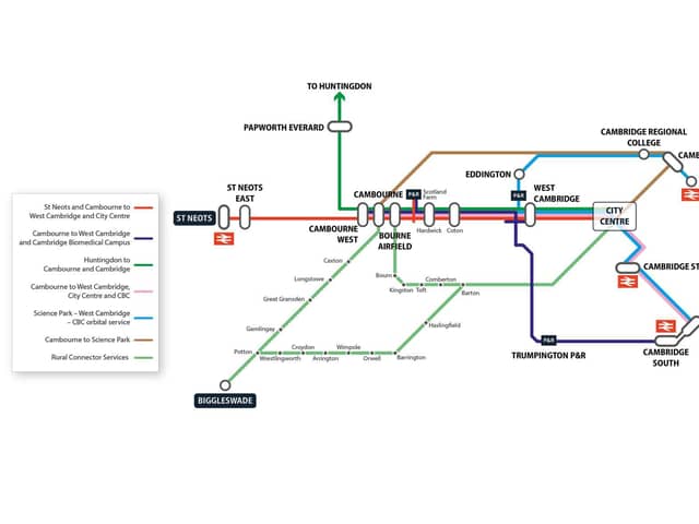 The proposed Cambourne and St Neots Corridor