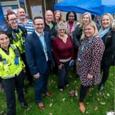 Bilberry Road residents with representatives from Grand Union Housing Group, Central Bedfordshire Council, Bedfordshire Police and Public Health