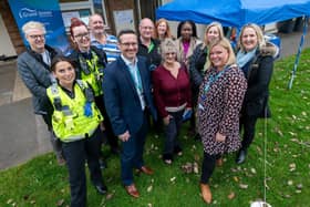 Bilberry Road residents with representatives from Grand Union Housing Group, Central Bedfordshire Council, Bedfordshire Police and Public Health