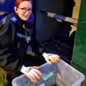 PCSO Stephanie Lee emptying one of the Shefford amnesty bins