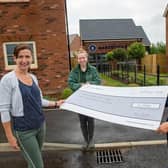 L to R:  Ali Bradbury and Louise Gardner of Clophill Heritage Trust, and Kerry Jones of Mulberry Homes