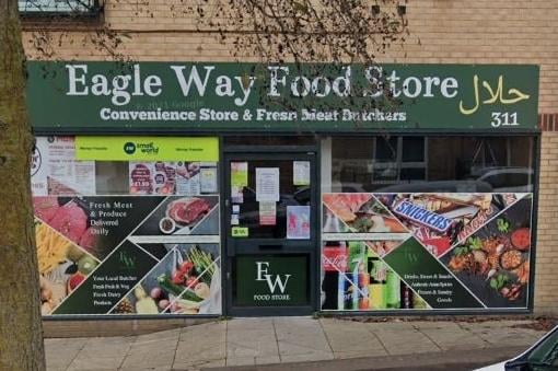 Eagle Way Food Store at 311 Eagle Way, Hampton Centre, has a 1 rating, inspected in October 2021
