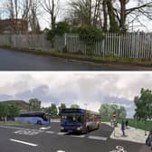 Top: The view of the site now and below: an artist's impression of the site once work is complete