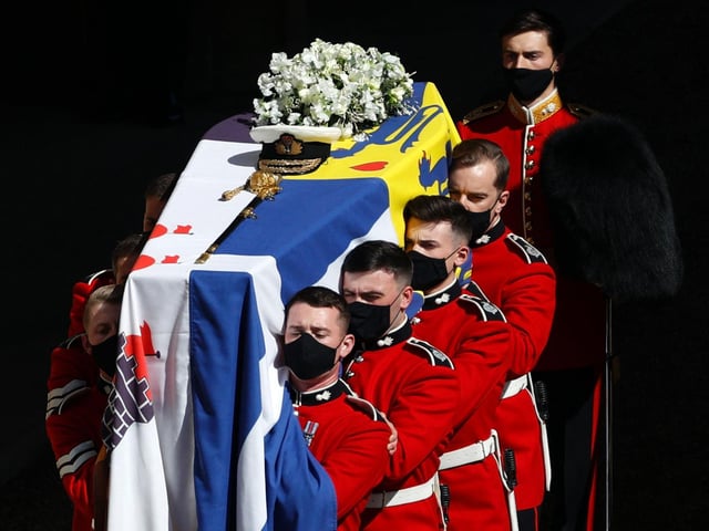 George Whyte was chosen alongside seven fellow grenadiers to perform the role of coffin bearer. Photo: Getty Images