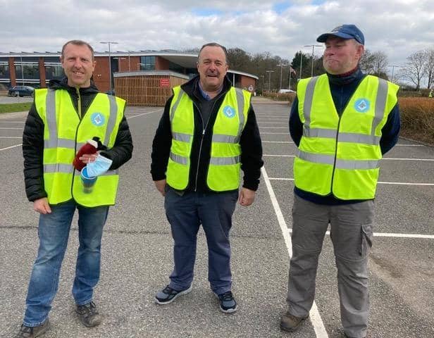 Freemasons volunteering at Shefford Vaccination Centre.