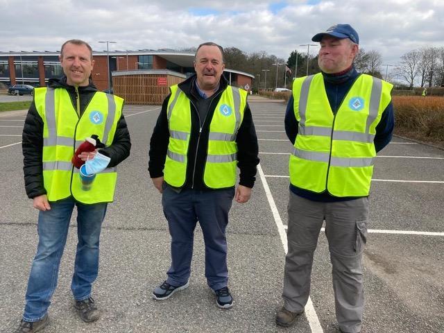 Freemasons volunteering at Shefford Vaccination Centre.