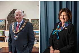 Mayor Councillor Martin Pettitt and Deputy Mayor Councillor Joanna Hewitt. Photos: Sandy Town Council.