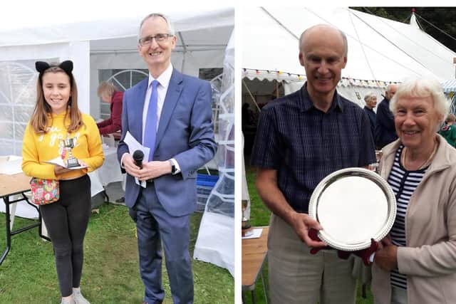 The Potton Show; Right: Charles Belcher presenting the ladies silver salver.