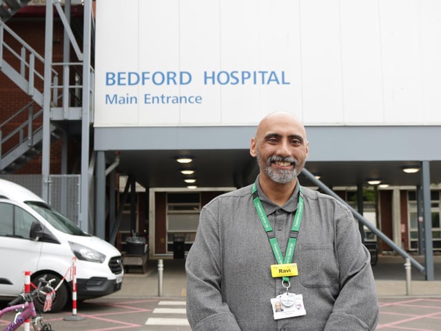 Ravi Mahay outside Bedford Hospital