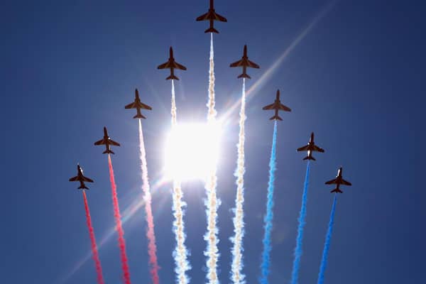 The Red Arrows will fly over Shuttleworth on Sunday (Pic: Getty)