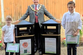 Winners Lois and Jessy with mayor Cllr Martin Pettitt.