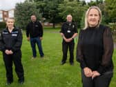 L-R: Inspector Louise Bates (Bedfordshire Police), Richard Alleyne (Tenancy Enforcement Officer, Grand Union Housing Group), Alan May (ASB Officer, Central Beds Council) and Rachel Welbourn (Customer Partner, Grand Union Housing Group)