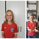 William before his visit to the hairdressers, and after, with barber, Calum.