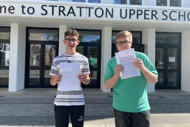 Students celebrate on GCSE results day (PIC: Stratton Upper School)