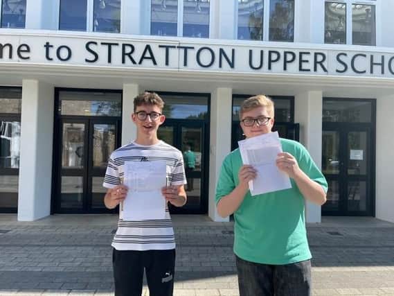 Students celebrate on GCSE results day (PIC: Stratton Upper School)