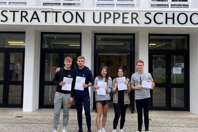 Smiles and celebration on GCSE results day (PIC: Stratton Upper School)