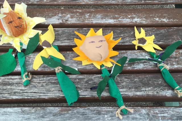Some of the handmade sunflowers