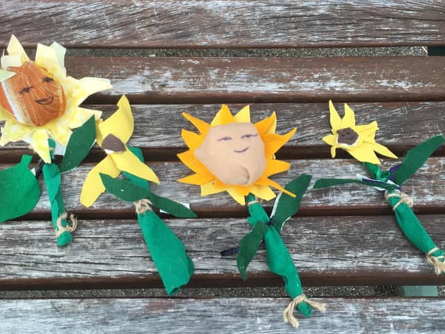 Some of the handmade sunflowers