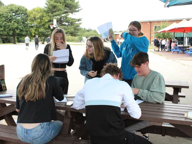 Year 11 students at Etonbury Academy collect their GCSE results