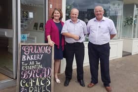 The Mayor and Deputy Mayor with David, of Gunns Bakery. Photo: Sandy Town Council.