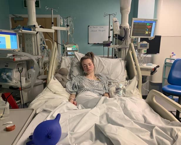 Jessica Baigent in hospital