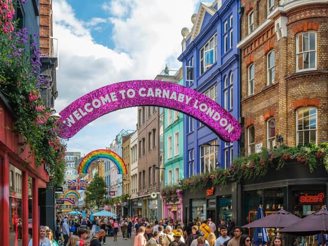 One of the colourful entrances to Carnaby Street