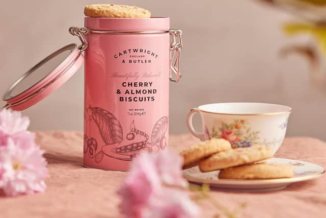 The Cartwright and Butler Cherry and Almond Biscuit Tin is currently on offer for £8