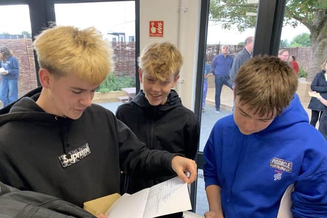 Lots of happy faces among Etonbury Academy students as they collected their GCSE results