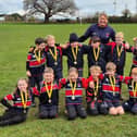 Biggleswade's U8 squad at a recent festival with coach Laura Critchlow.