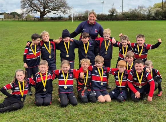 Biggleswade's U8 squad at a recent festival with coach Laura Critchlow.