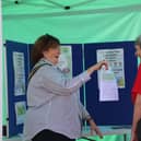 Mayor Joanna Hewitt engaging with a resident on the Sandye Place Consultation