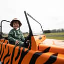 Max in little Ranger Rover Car at Woburn Safari Park. Easter 2025