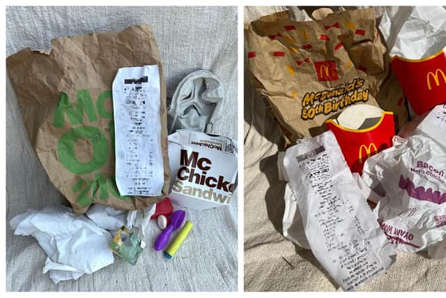 Evidence understood to have been supplied to CBC: Litter dropped in 2023, and right, litter dropped this summer.