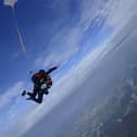 Lois Twigden skydiving at Hinton Airfield for Sue Ryder St John’s Hospice in Moggerhanger