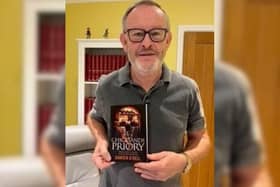 Damien O'Dell with his book Chicksands Priory