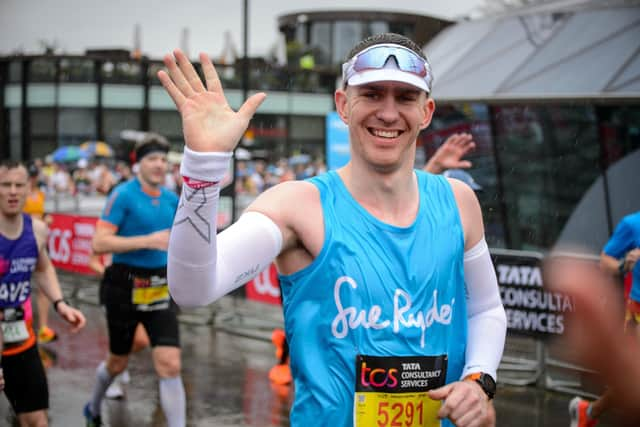 Ally after his London Marathon on Sunday - Photo Ian A Moseley