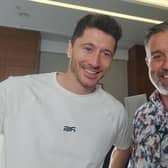 Guillem Balague and Robert Lewandowski (left) will both be at the World Cup, but only one will return to watch Biggleswade on December 3.