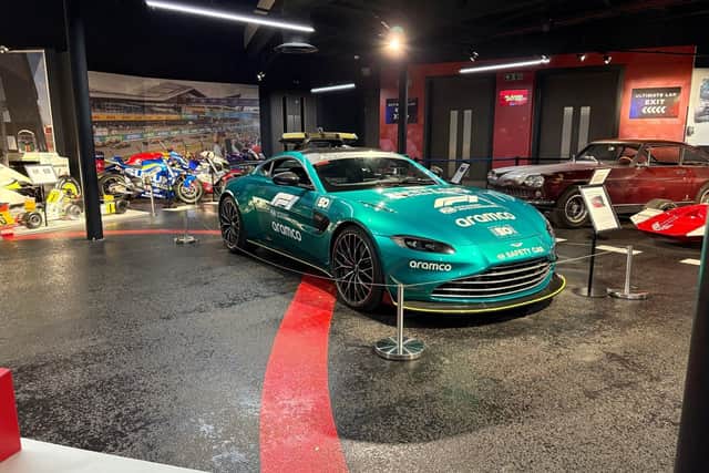 On display is one of the first Aston Martin Formula 1 safety cars