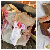 The discarded wrappers photographed by the upset village resident.