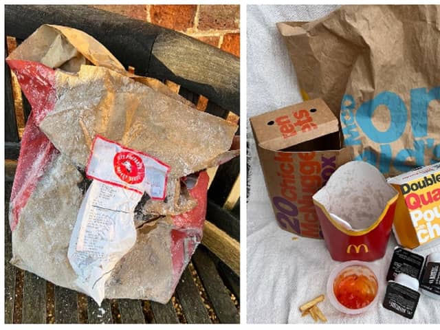 The discarded wrappers photographed by the upset village resident.